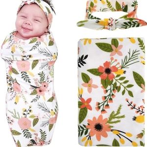 Floral Baby Coccon Swaddle with Head Tie